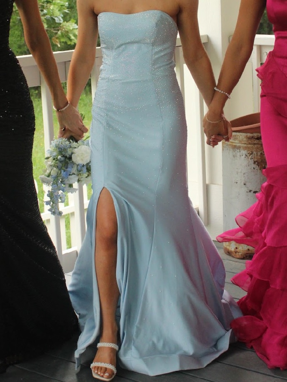 Strapless Light Blue Prom dress